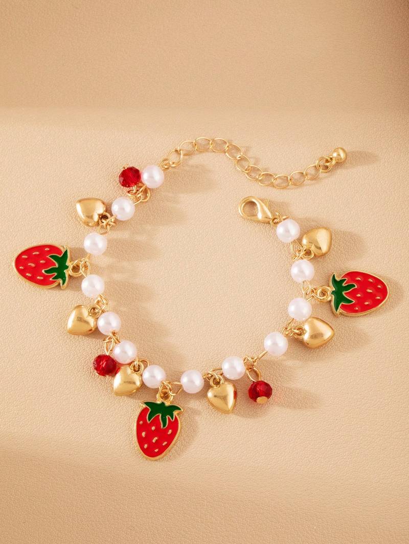 سوار بناتي الفراولة والقلوب 🍓💛