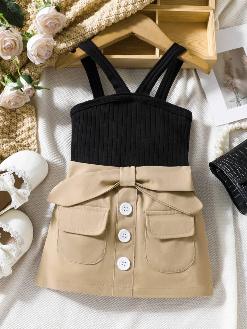 فستان بناتي أنيق بحمالات 🎀