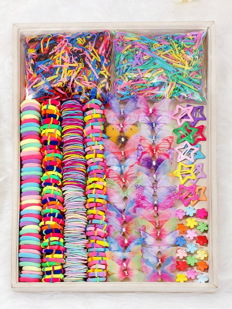 ​مجموعة إكسسوارات شعر للبنات (625 قطعة) 🦋🌸