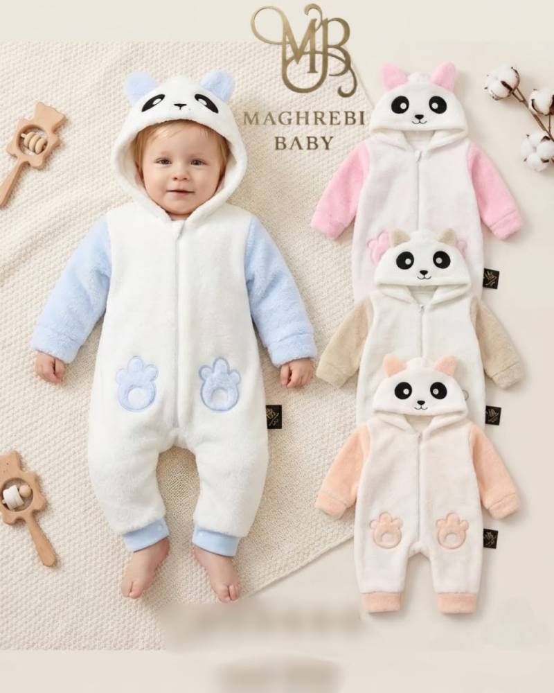 رومبير أطفال فرو ناعم بتصميم الباندا (Maghrebi Baby)