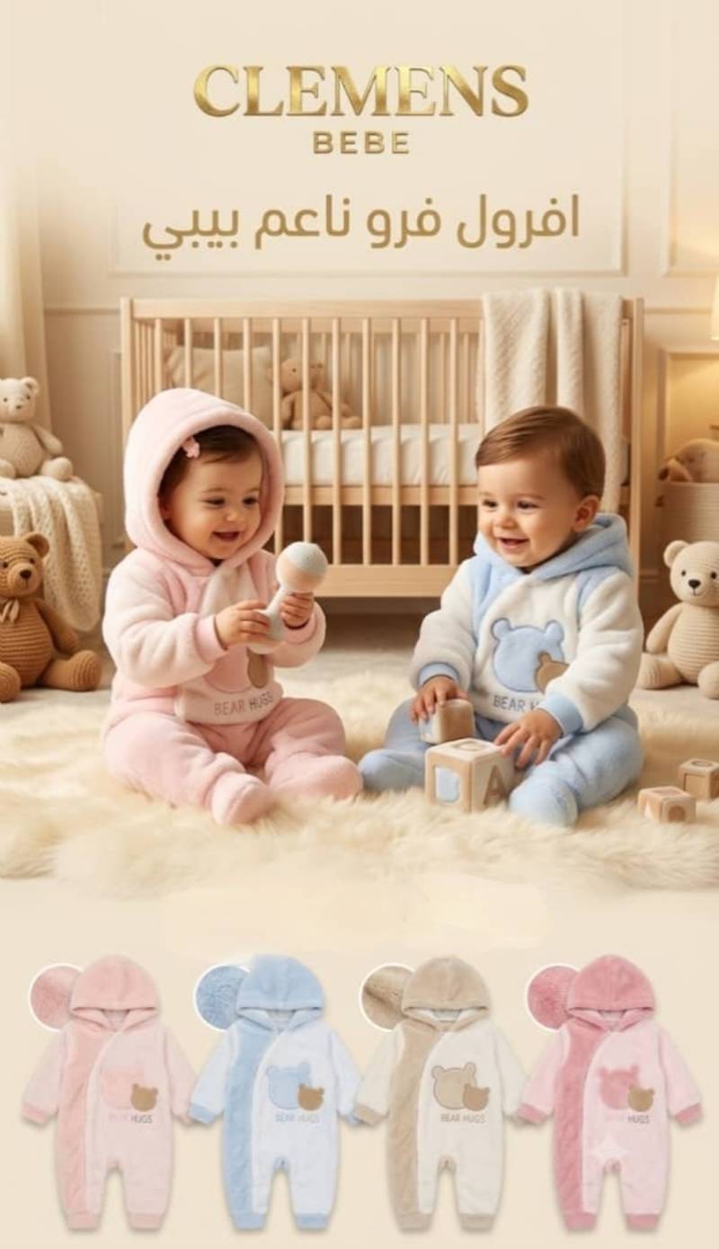 👶✨ أفرول فرو ناعم "Clemens Bebe" بتصميم الدبدوب الدافئ 🧸